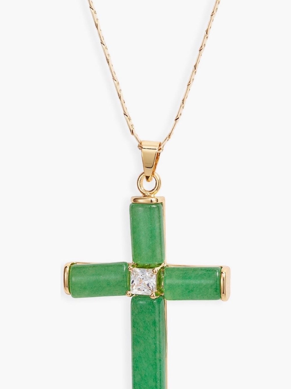 Child of Wild Gold Chain with Green Cross Pendant
